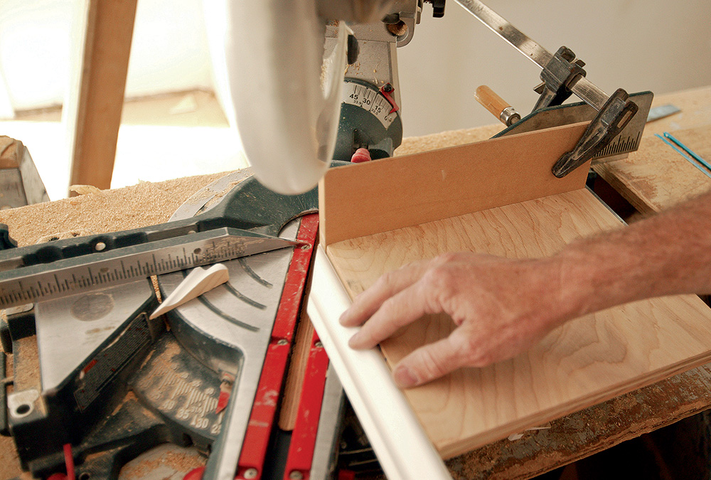 trimming and lining up wood