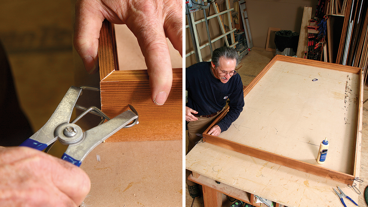 gluing up the coffer trays