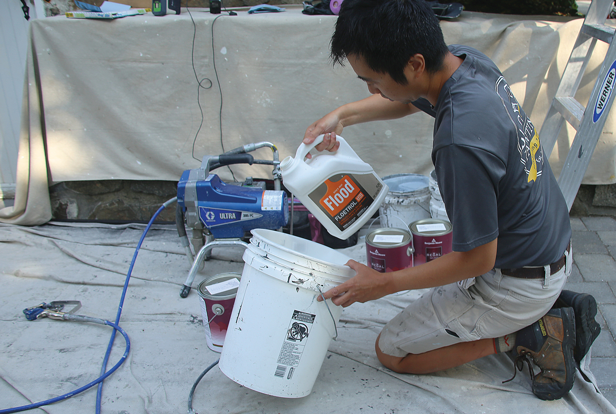 Dry slowly We often use extender in our coatings, which slows the dry time on warm days for better adhesion and self-leveling. There are formulas for oil- and water-based products.