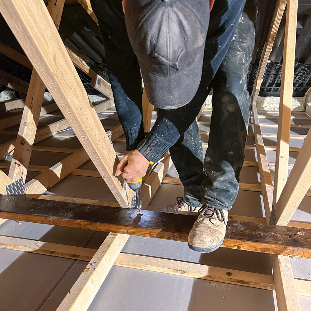attaching 2x6 cleat in attic to summer beam below